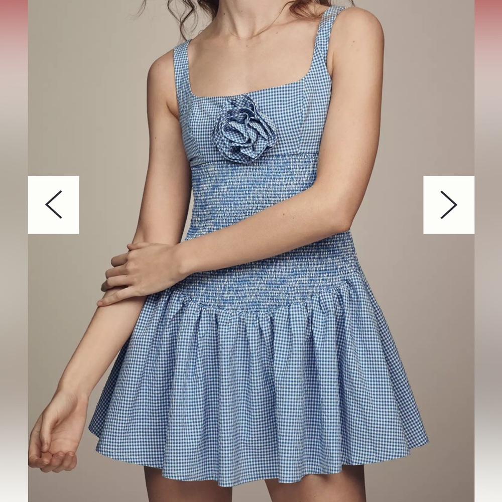 NWT Anthropologie Maeve Smocked Rosette Drop-Waist Mini Dress